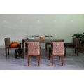 Compact Solid Design Water Hyacinth Dining Set For Indoor Natural Wicker Furniture